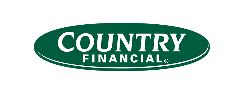 Green oval logo, Country Financial text.