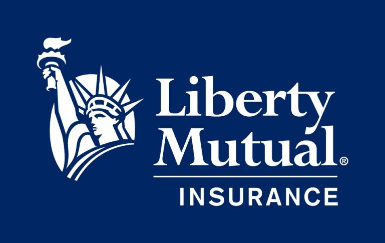 Liberty Mutual brand logo on blue background.
