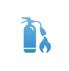 Fire extinguisher with flame icon