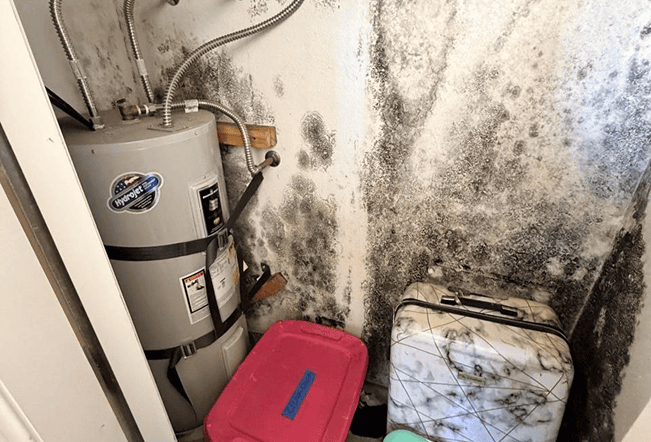 Utility closet water heater with heavy wall mold
